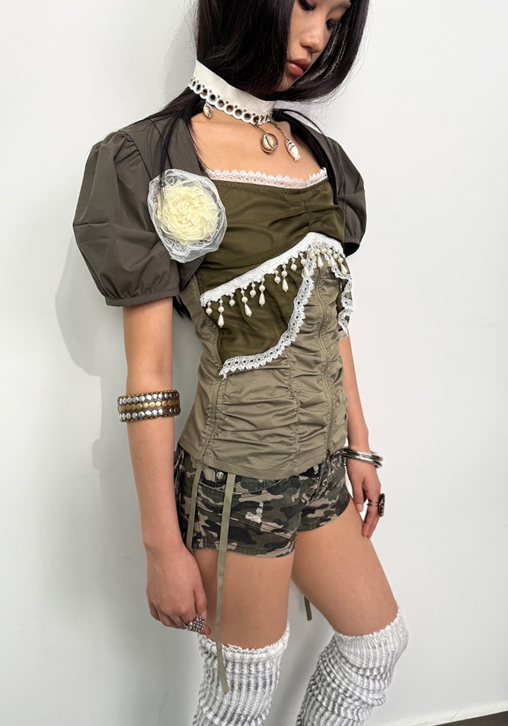 DOUBLEPUNCH丨Chiffon Lace Slim Fit Set - PSYLOS 1, DOUBLEPUNCH丨Chiffon Lace Slim Fit Set, T-Shirt, DOUBLEPUNCH, PSYLOS 1